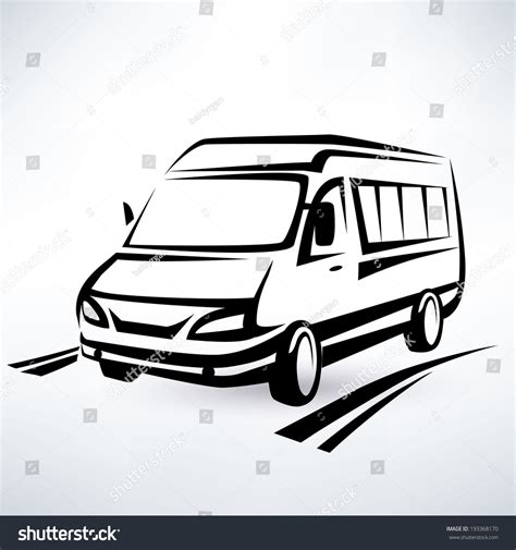 Mini Van Outlined Sketch Isolated Vector Stock Vector Royalty Free