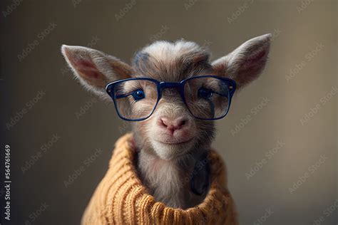 Baby Goat wearing clothes and glasses Stock Illustration | Adobe Stock