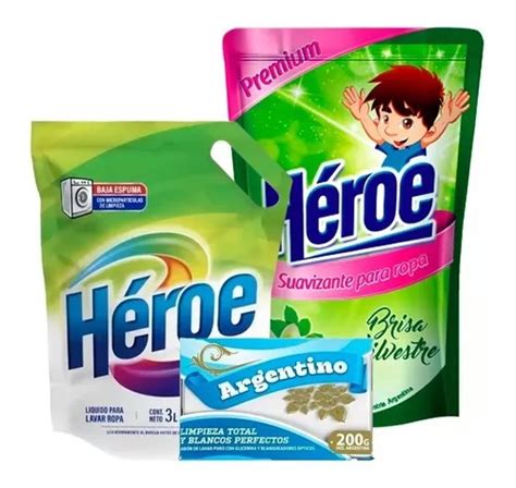 Combo Jabon Liquido Heroe Suavizante Heroe Jabon En Pan Mercadolibre