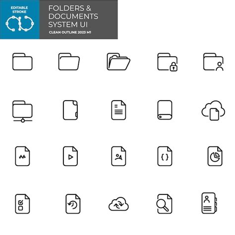 Premium Vector Folders And Documents Files Outline Icon Pack Editable