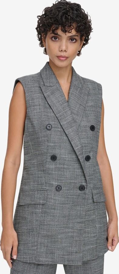 Calvin Klein Women S Double Breasted Long Vest ShopStyle