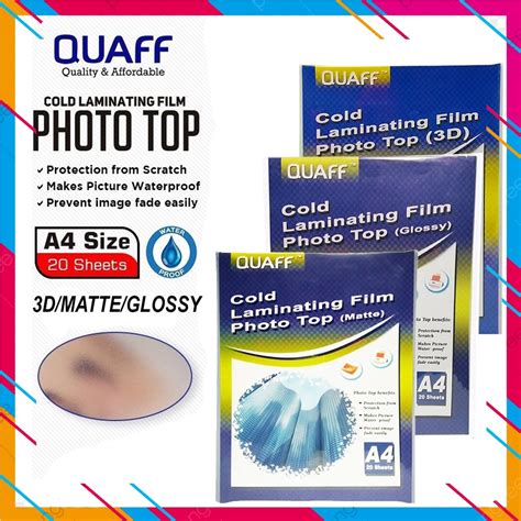 Quaff Cold Laminating Film Photo Top Matte Glossy D Glitter Rainbow