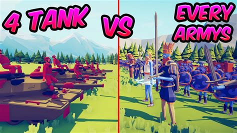 4 Tank Vs Every Armys ⚔️😱😱 Tabs Totally Accurate Battle Simulator