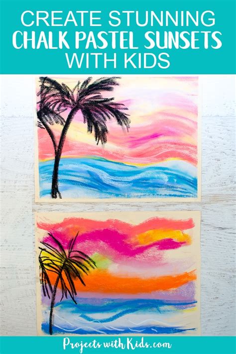 Create stunning chalk pastel sunsets with kids - Projects with Kids