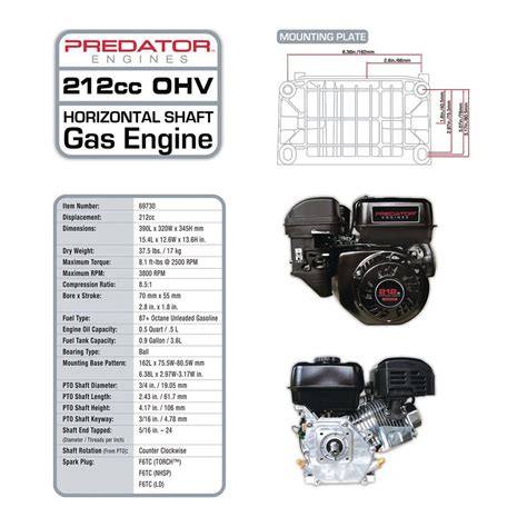 Motor A Gasolina De Hp De Eje Horizontal Ohv Predator Brothers Tools