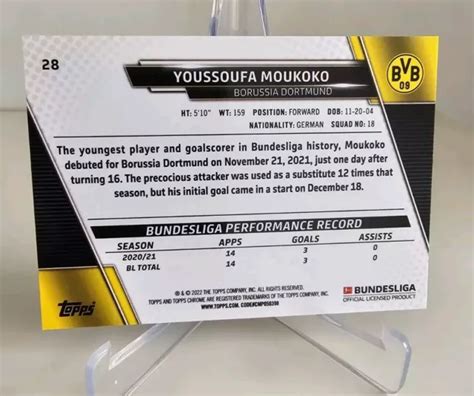 YOUSSOUFA MOUKOKO BORUSSIA Dortmund 2021 22 Topps Chrome Sapphire