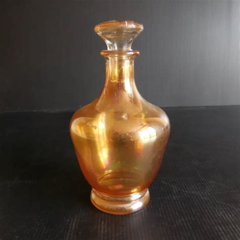 Flacon Carafe Cristal Ambre Verrerie Monaco Monte Carlo Vintage Art