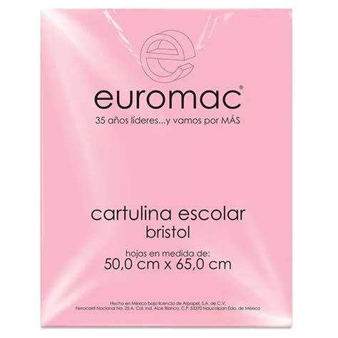 Cartulina Euromac Wa Bristol Cm X Cm Rosa Ofimart