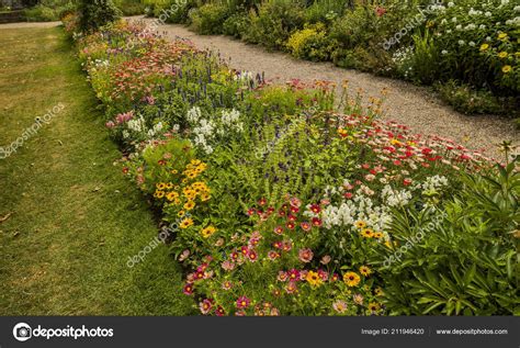 English Country Cottage Garden Flowers Stately Home Stock Photo by ...