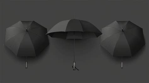 Premium Photo Black Automatic Umbrella Front Side And Top Views