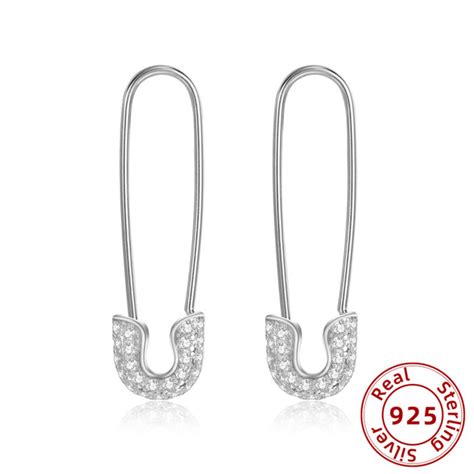 Sterling Silver Safety Pin Earrings With Zircon Stones Life Changing