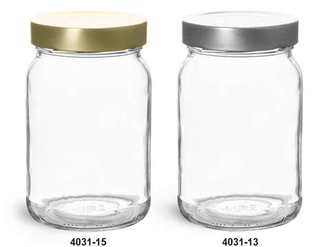 Sks Bottle And Packaging Clear Glass Jars 165 Oz Clear Glass Wide Mouth Jars W Metal Lug Caps