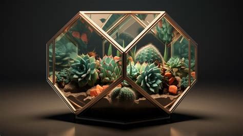 Premium Photo Geometric Glass Florarium With Succulents