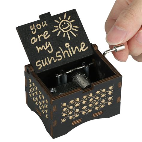 Tsv Wooden Music Box You Are My Sunshine Hand Cranked Laser Engraved Wood Music Boxes Vintage