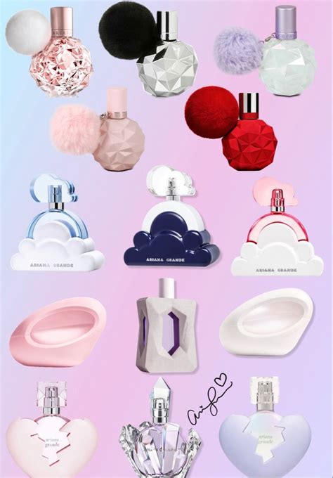 Many Different Perfumes Are Arranged On A Pink And Blue Background