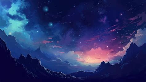 Premium AI Image | A starry night sky with a mountain and a starry sky