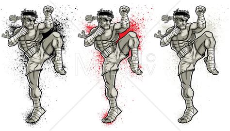 Muay Thai Vector Cartoon Illustration Muaythai Boxing Muay Thai