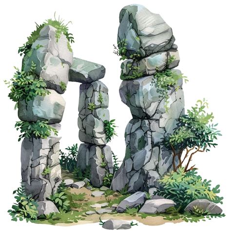 Premium Vector Stone Forest Lanscape Vector Illustration In