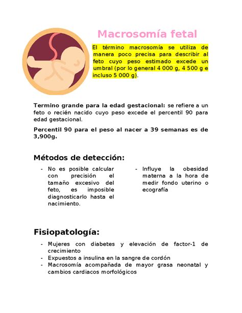 Macrosomía fetal Resumen Ginecologia y Obstetricia Macrosomía fetal