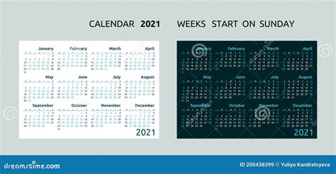 Plantilla De Calendario 2021 Calendario Minimalista Anual De 2021