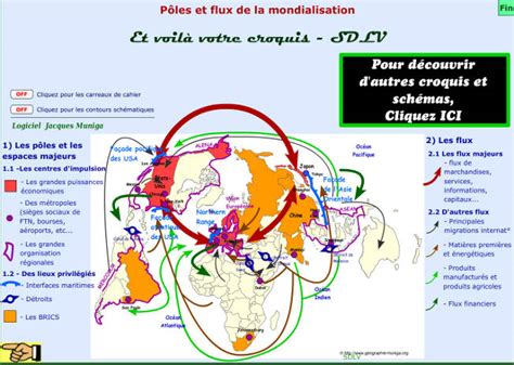 Pôles Et Flux De La Mondialisation Carte Bac Es Le Carte