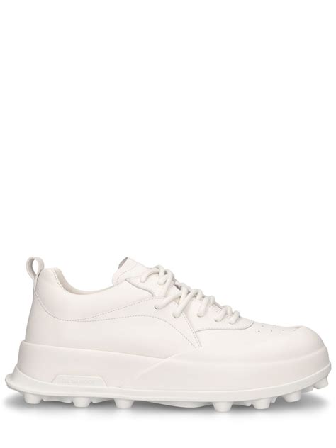 JIL SANDER Basket Leather Low Top Sneakers White Editorialist