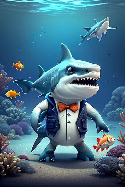 Premium AI Image | Shark in a suit with shark on the back.