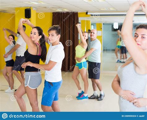 Emotional Dancing Couples Learning Salsa Stock Photo Image Of Moving