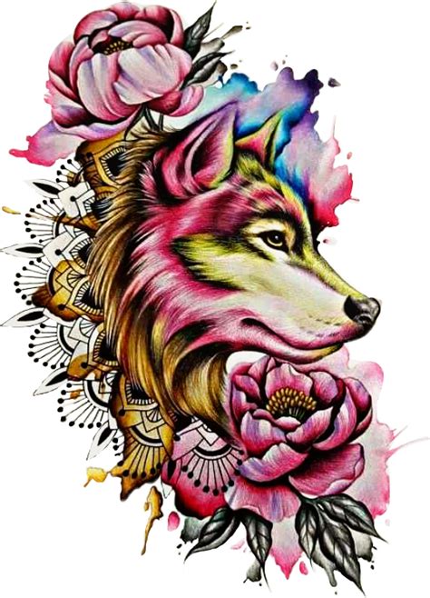 Digital Wolf Clipart Love Wolf Svg Wolf Png Floral Wolf Svg Cute Wolf