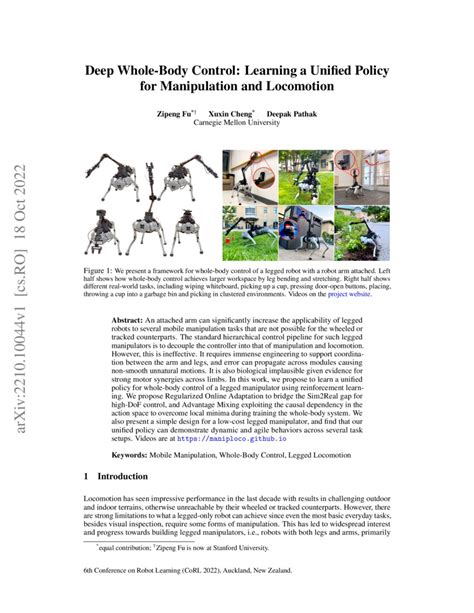 Deep Whole Body Control Learning A Unified Policy For Manipulation And