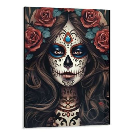 Onetech Rose Sugar Skull Girls Wall Art Canvas Modern Art Paintings