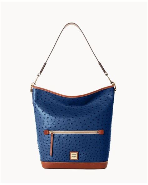 Dooney Bourke Leather Ostrich Hobo In Navy Blue Lyst