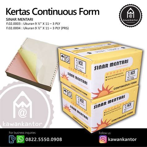 Kawan Kantor Jual SINAR MENTARI Kertas Continuous M 9 1 2 X 11 3 Ply