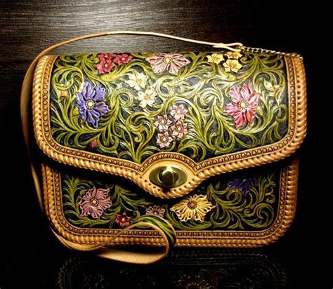 Hand Tooled Leather Bag Carved Handbag Tooled Purse Etsy Tooled