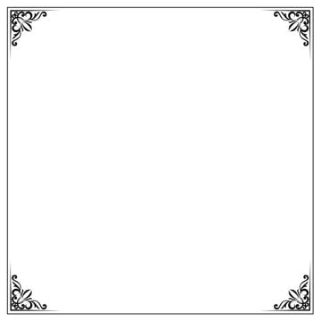 Rectangle Border Floral Swirl Corner Black Thin, Rectangle Border, Borders, Rectangle Frame PNG ...