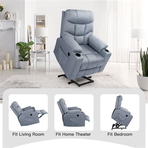 Danrelax Power Lift Chair Electric Heated Massager Recliner With Usb Port Gray