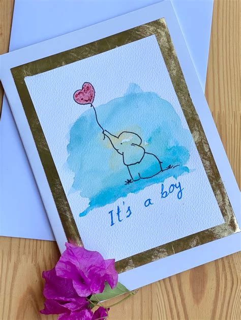 Baby Boy Handmade Watercolor Card Watercolor Cards Watercolor Cards