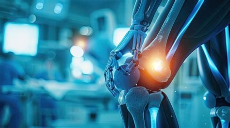 Robotic Surgery On Knee Joint Bone Highlighting Healthcare And Disease Diagnosis Premium Ai