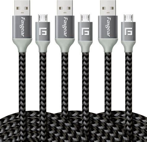 Micro Usb Cable Ft Fasgear Pack Fast Charging Android Charger Usb