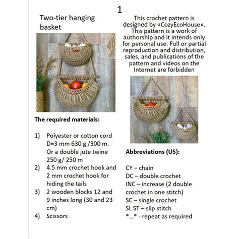 PDF Pattern Crocheted Hanging Baskets Easy crochet pattern f - Inspire ...