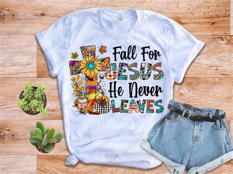 Fall For Jesus He Never Leaves Pngfall Cross Pngpumpkin Etsy