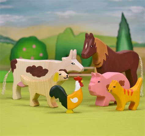 Wooden Farm Animals Waldorf Wooden Toys Wooden Toy Animals - Etsy