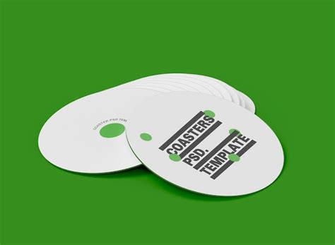 premium psd  circular coasters mockup