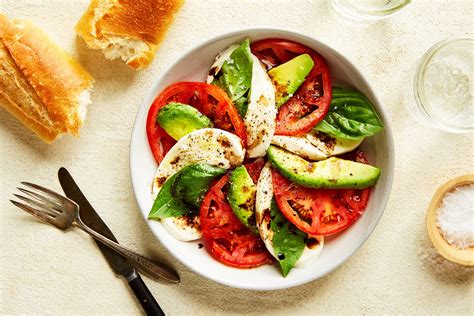 Vegetarian Avocado Caprese Salad With Tomato And Mozzarella