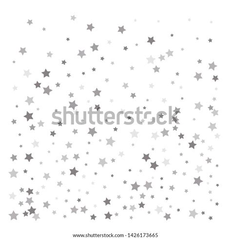 Random Falling Silver Stars On White Stock Vector Royalty Free