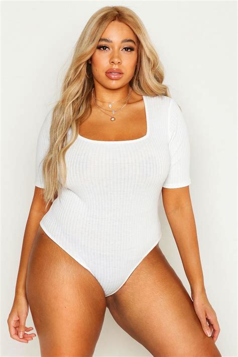 Plus Rib Knit Short Sleeve Bodysuit Boohoo Usa