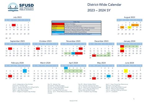 San Francisco Unified School District Calendar 2023-2024 PDF