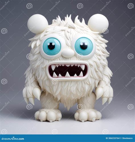 Playful White Plastic Monster Vinyl Toy With Big Eyes Stock