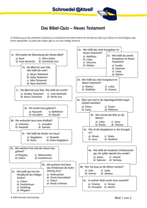 Das Bibel Quiz Neues Testament Ein Quiz Zum Neuen Testament Ab