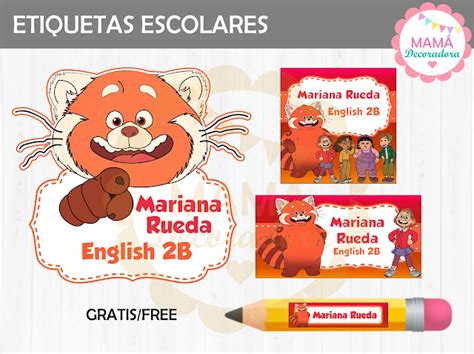 Etiquetas Escolares Turning Red Gratis Etiquetas Decoración De Unas Etiquetas Escolares Para